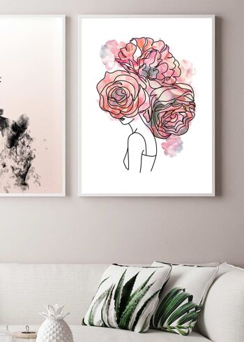 Impression d'Art Ligne Cheveux Roses - 50x70 - Mat 2