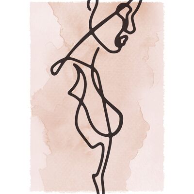 Impresión de acuarela de arte de línea de estudio lateral femenino - 50 x 70 - mate