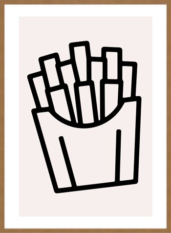 Impression d'illustration de restauration rapide en noir et blanc de frites - 50 x 70 - mat 3
