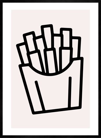 Impression d'illustration de restauration rapide en noir et blanc de frites - 50 x 70 - mat 4