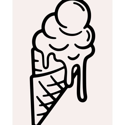 Eiscreme-Schwarzweiss-Illustrations-Druck - 50x70 - Matt