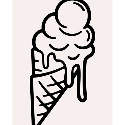 Ice Cream Black And White Illustration Print - 50x70 - Matte