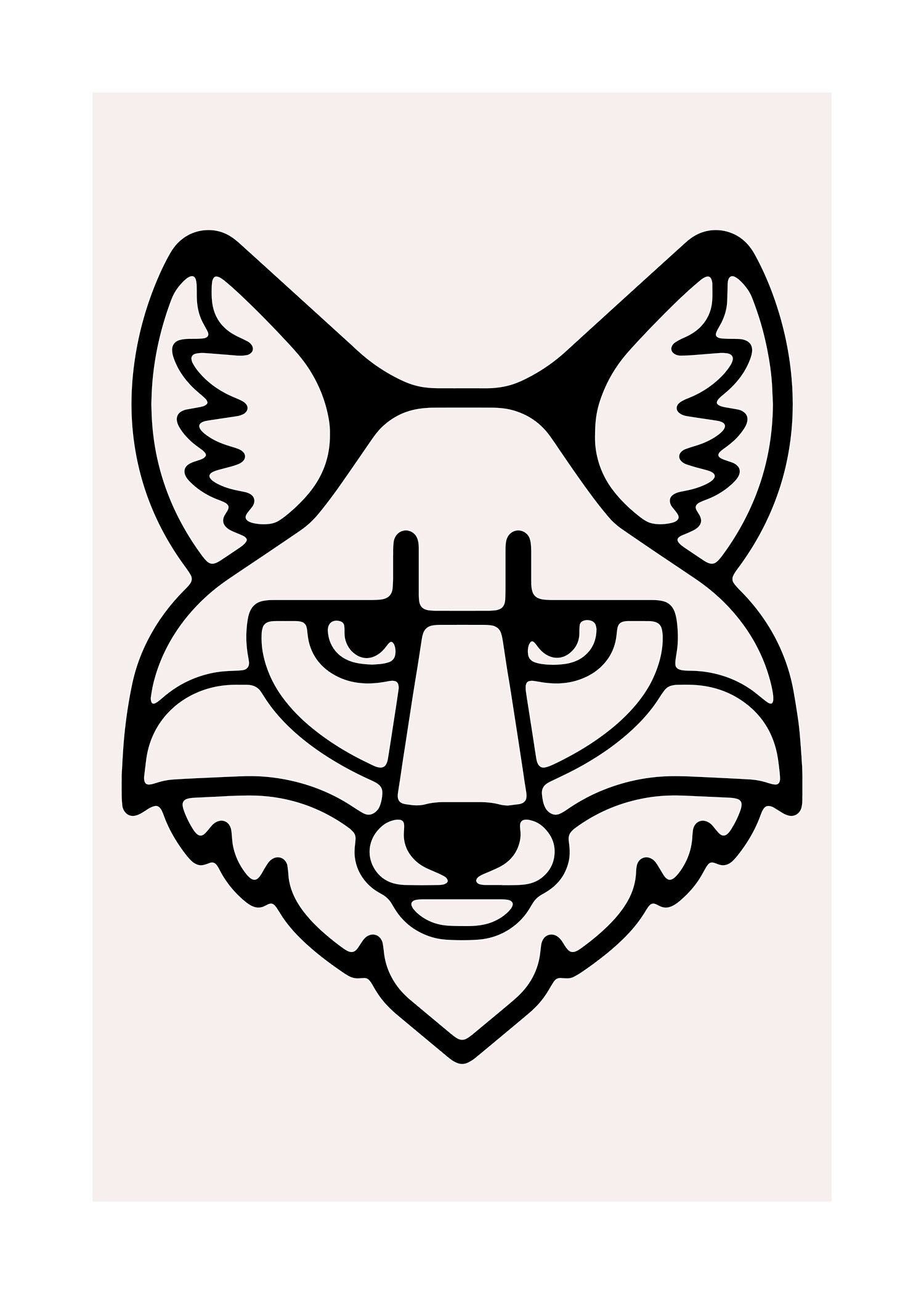 Stampa ritratto animale in bianco e nero di volpe - 50x70 - Opaco