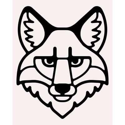 Fox Animal Schwarzweiß-Porträtdruck - 50x70 - Matt