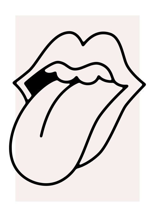 Rock Lips Tongue Black And White Print - 50x70 - Matte