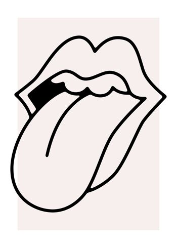 Rock Lips Tongue Imprimé Noir Et Blanc - 50x70 - Mat 1