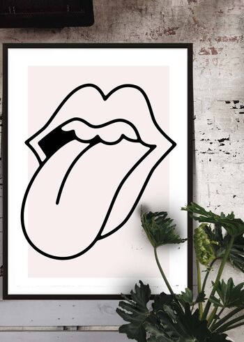 Rock Lips Tongue Imprimé Noir Et Blanc - 50x70 - Mat 2