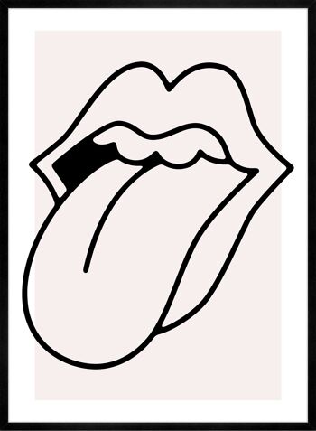 Rock Lips Tongue Imprimé Noir Et Blanc - 50x70 - Mat 4