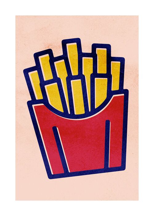 French Fries Fast Food Illustration Print - 50x70 - Matte