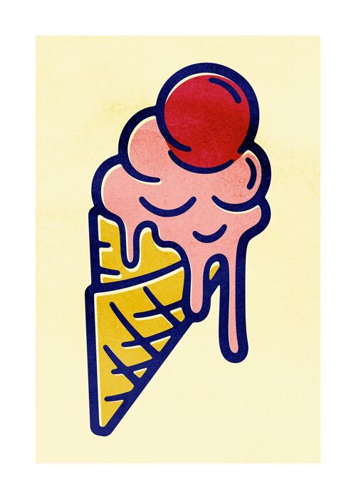 Ice Cream Illustration Print - 50x70 - Matte