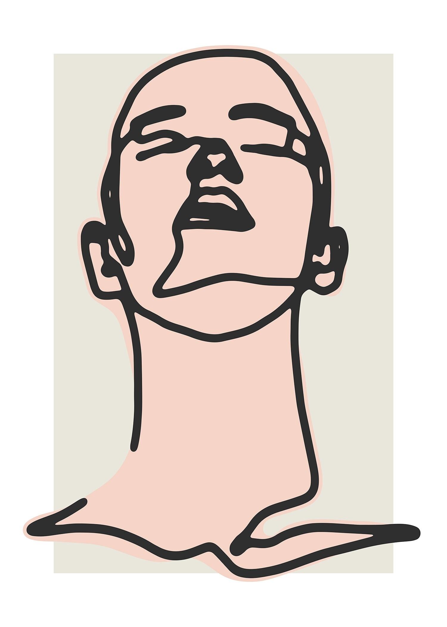 Male Study Line Art Print - 50x70 - Matt