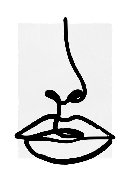 Lips Drawing Black And White Print - 50x70 - Matte