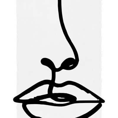 Lips Drawing Black And White Print - 50x70 - Opaco