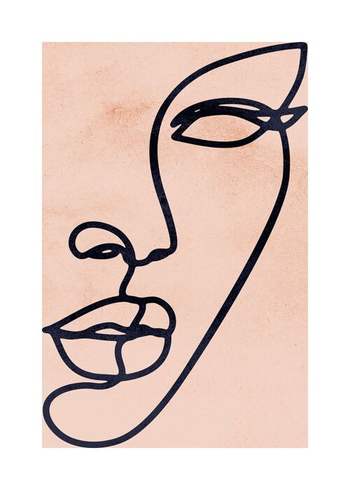 Face Study Line Art Watercolour Print - 50x70 - Matte