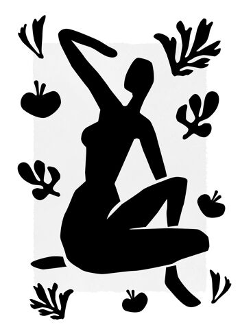 Femme assise peinture noir et blanc - 50 x 70 - mat 1