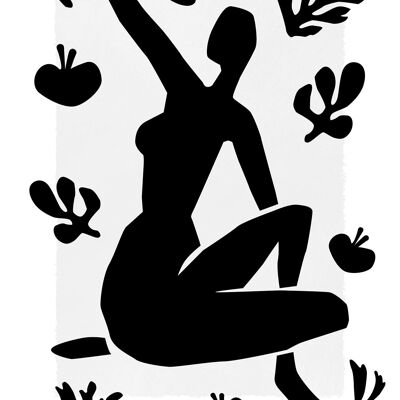 Sitting Woman Black and White Painting Print - 50x70 - Matte