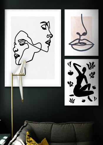 Femme assise peinture noir et blanc - 50 x 70 - mat 2