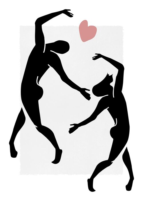 Dancers Black And White Painting Print - 50x70 - Matte