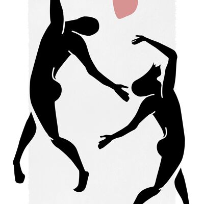 Dancers Black And White Painting Print - 50x70 - Matte