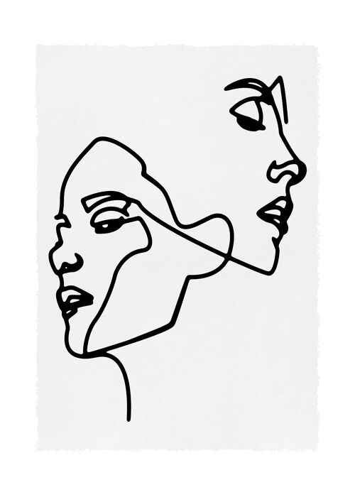 Two Faces Study Line Art Print - 50x70 - Matte