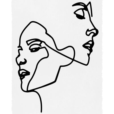 Zwei Gesichter Study Line Art Print - 50x70 - Matt