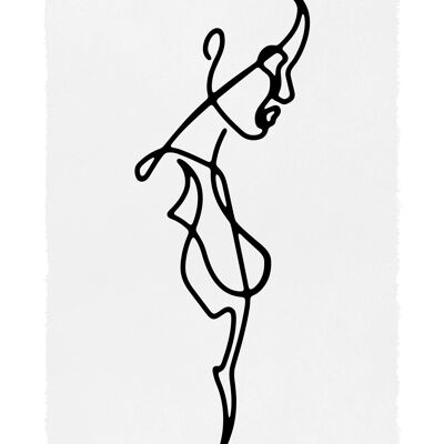 Impresión de arte de línea de estudio lateral femenino - 50 x 70 - mate