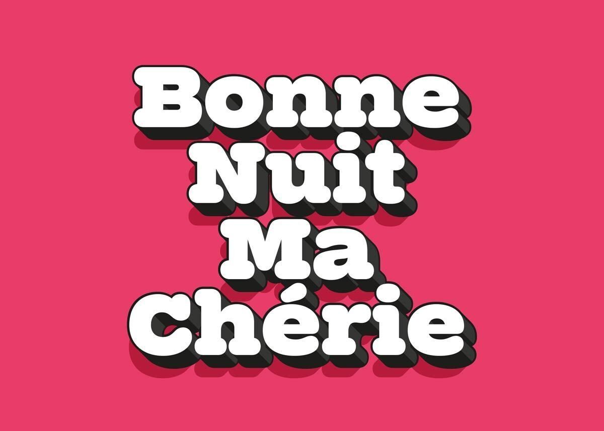 Impression de citation de typographie Bonne Nuit Ma Cherie - 50 x 70 - Mat