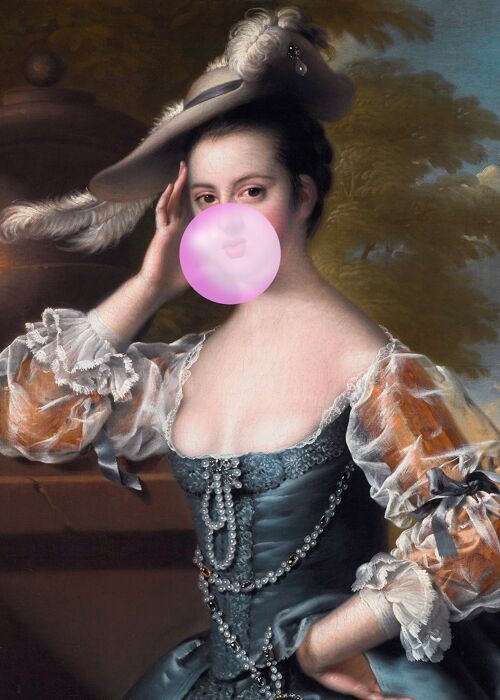 Bubblegum Lady Portrait Print - 50x70 - Matte