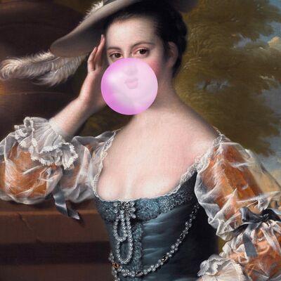 Bubblegum Lady Portrait Print - 50x70 - Mat
