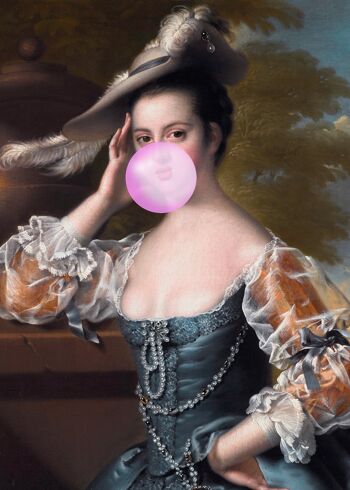 Bubblegum Lady Portrait Print - 50x70 - Mat 1