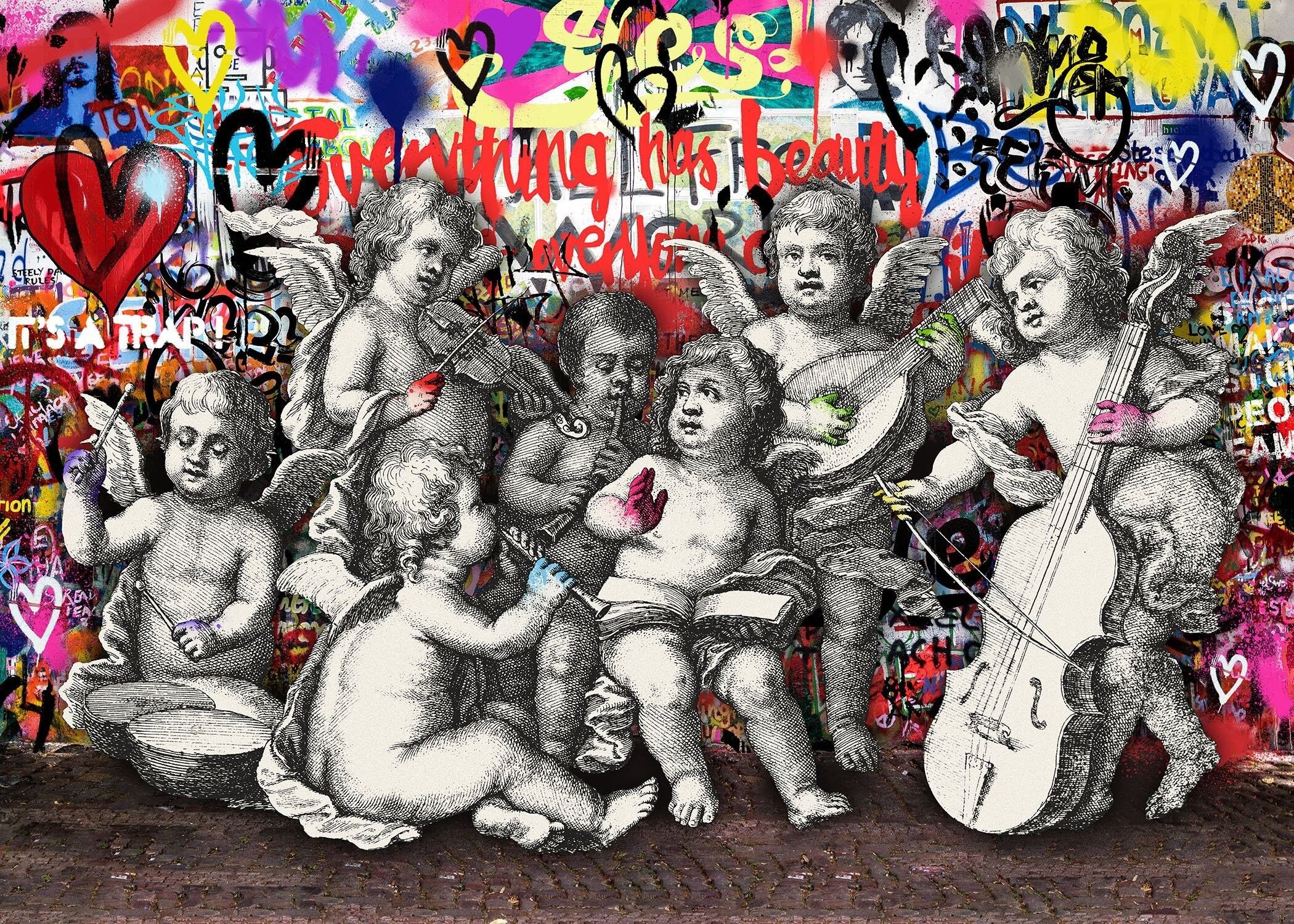 Naughty Cherubs Graffit Art Print - 50x70 - Matte