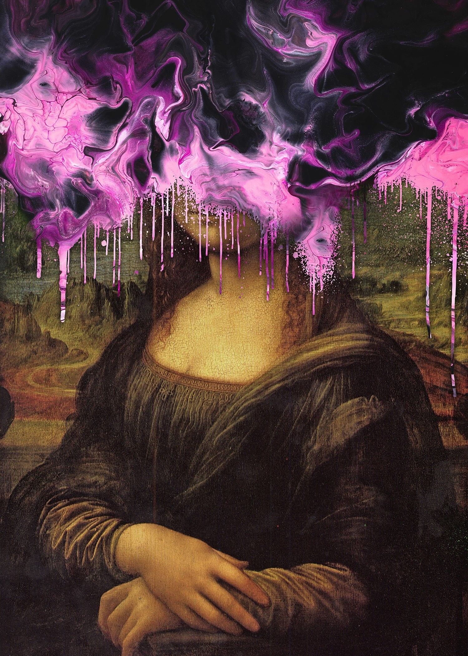 Tropfender Mona Lisa Pink Gloop Print - 50x70 - Matt