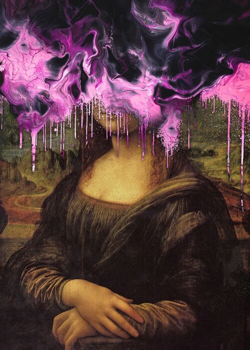 Drippy Mona Lisa Pink Gloop Print - 50x70 - Matte