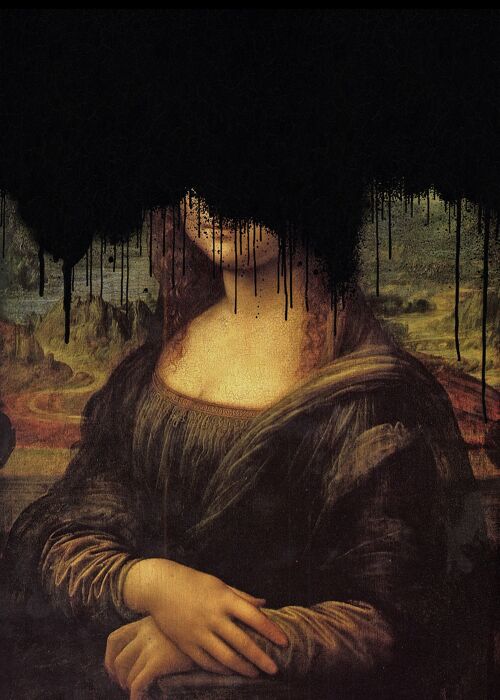 Drippy Mona Lisa Black Graffiti Print - 50x70 - Matte