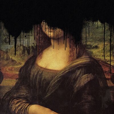 Drippy Mona Lisa Graffiti negro impresión - 50 x 70 - mate