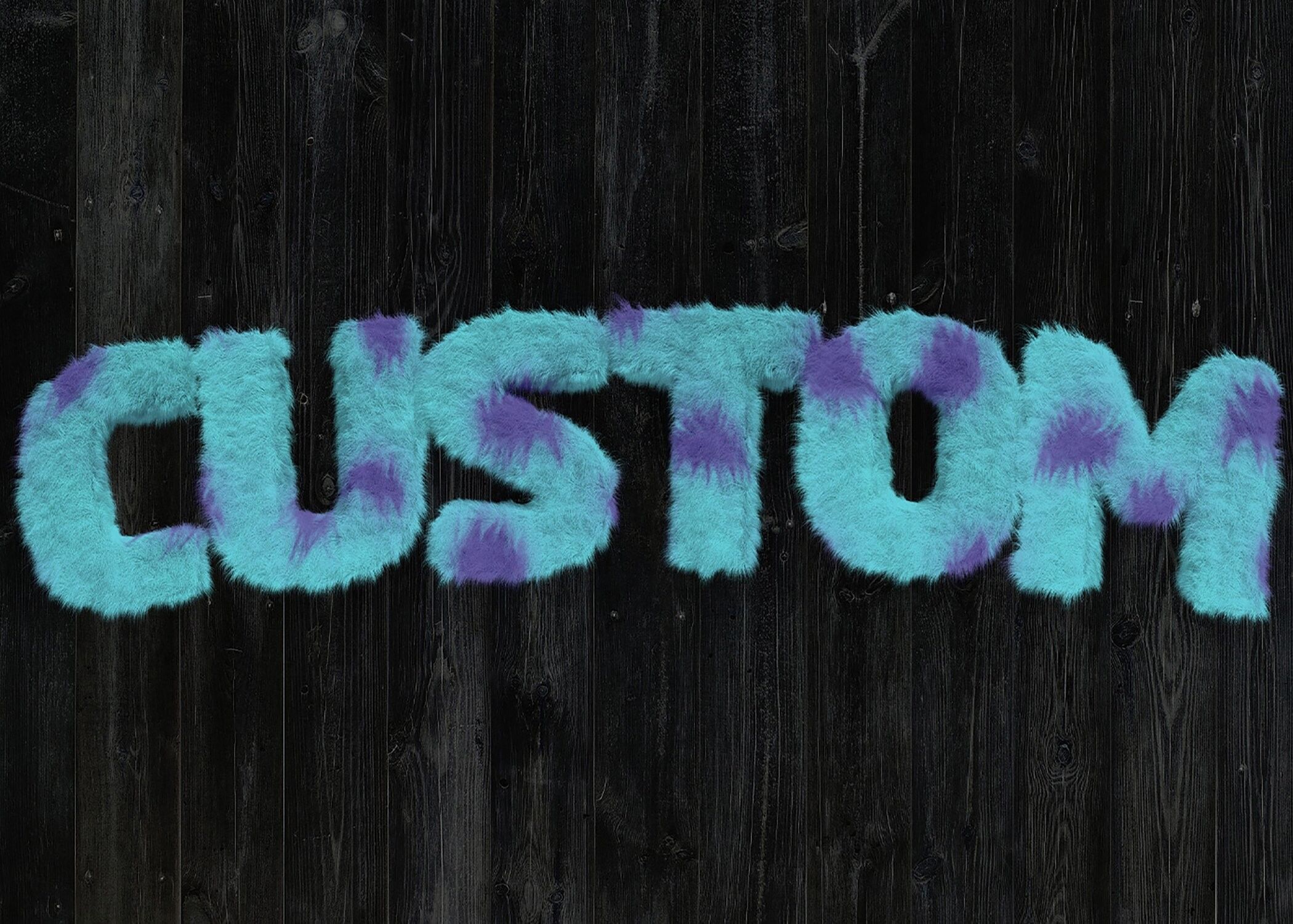 Sully Monster Fur Black Wood Personalisierter Namensdruck - 50x70 - Matt