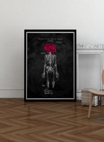 Squelette Rose Imprimé Noir - 50x70 - Mat 2