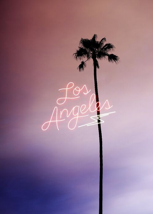 Los Angeles Palm Tree Neon Print - 50x70 - Matte