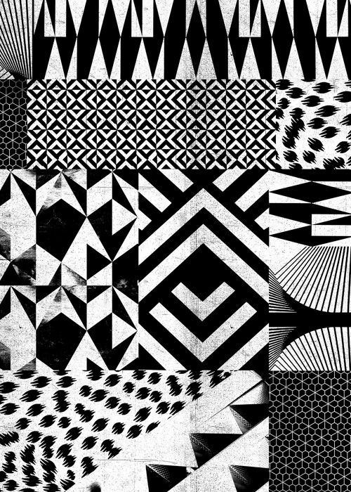 Geometric Segments Black and White Print - 50x70 - Matte