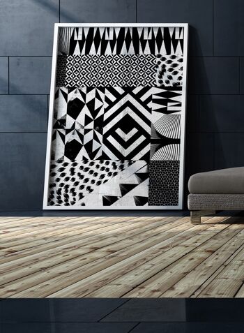 Segments géométriques Impression noir et blanc - 50x70 - Mat 2