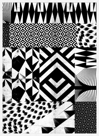 Segments géométriques Impression noir et blanc - 50x70 - Mat 4