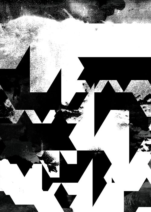 Geometric Abstract Black & White Print - 50x70 - Matte