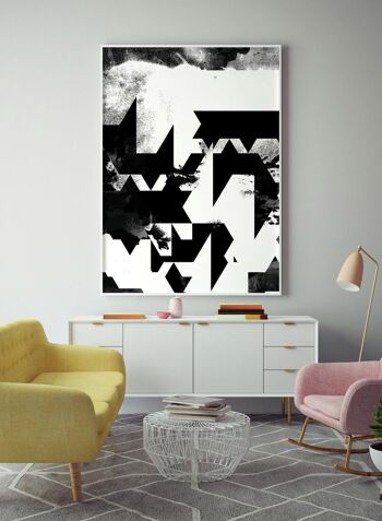 Imprimé Géométrique Abstrait Noir & Blanc - 50x70 - Mat 2