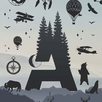 Single Outdoor Wilderness Letter Personalised Initial Print - 50x70 - Matte