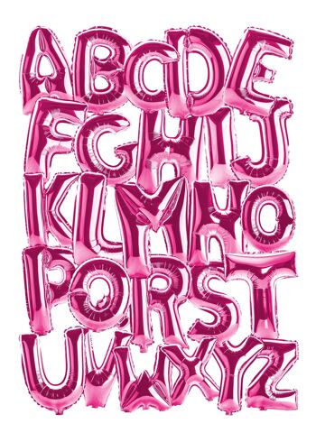 Ballons en aluminium Alphabet Éducatif Rose Imprimé - 50x70 - Mat 1