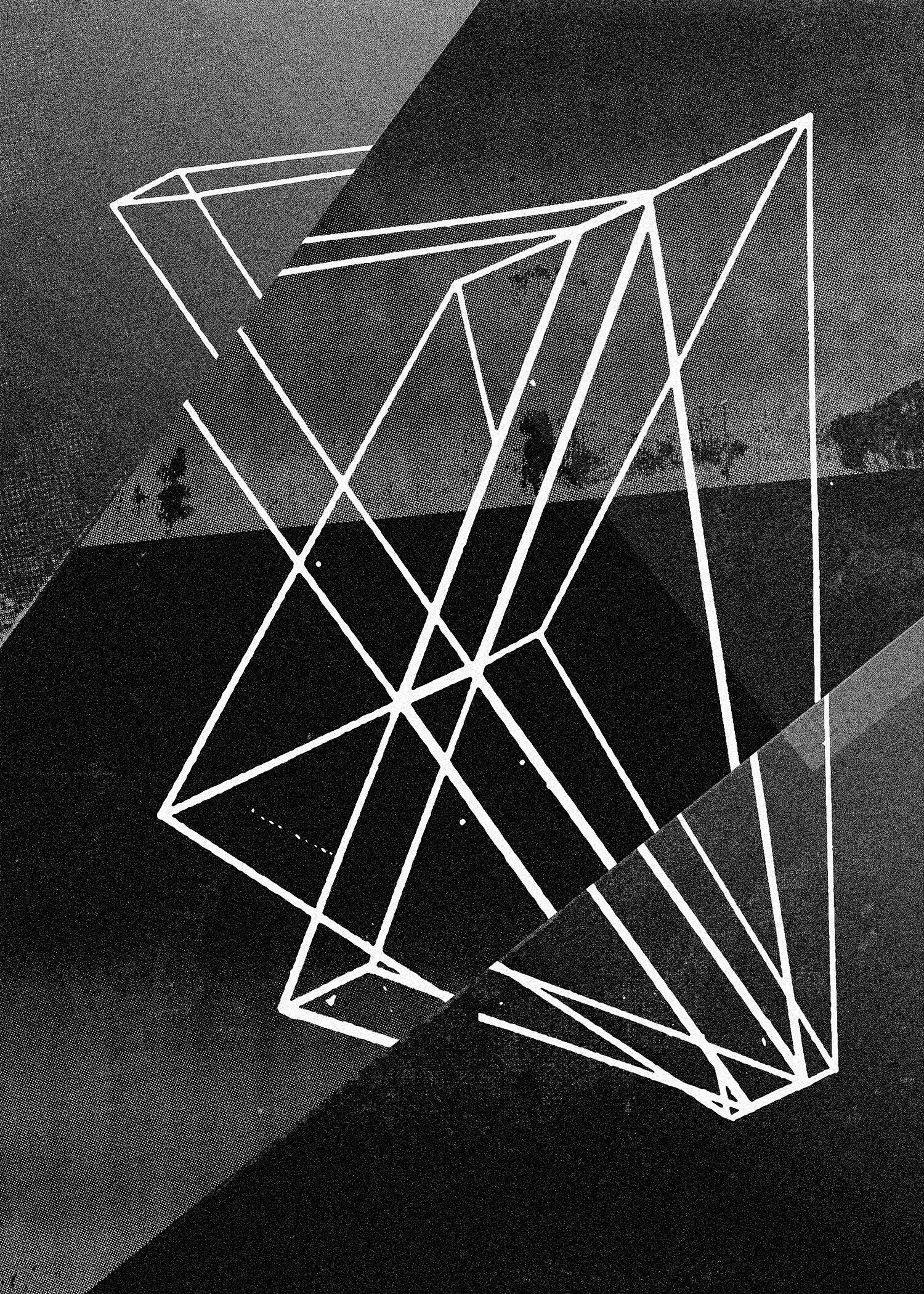 Abstrakte Winkel 1 - Schwarzweiss-Druck - 50x70 - Matt