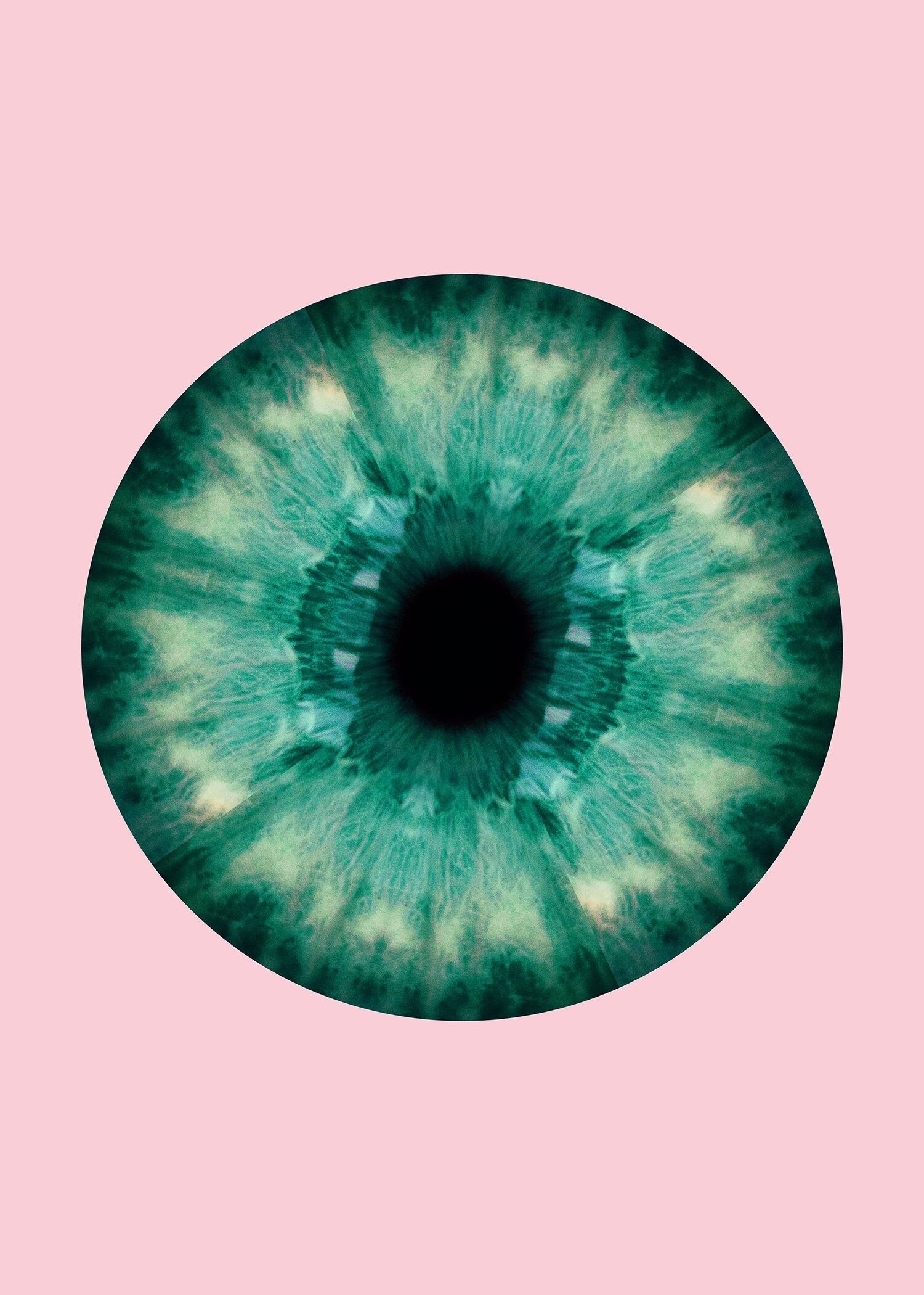 Globo ocular con estampado rosa y verde - 50 x 70 - Mate