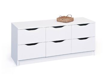 Dmora Commode à six tiroirs, couleur blanche, 50 x 40 x 120 cm 1