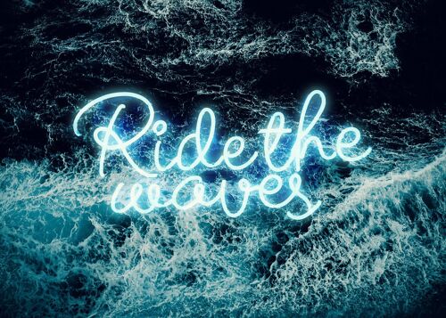 Ride The Waves Surf Neon Print - 50x70 - Matte