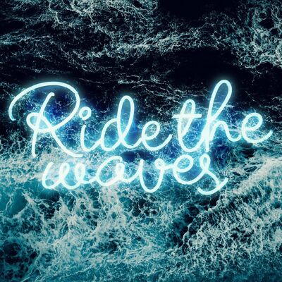 Ride The Waves Surf Neon Print - 50x70 - Opaco